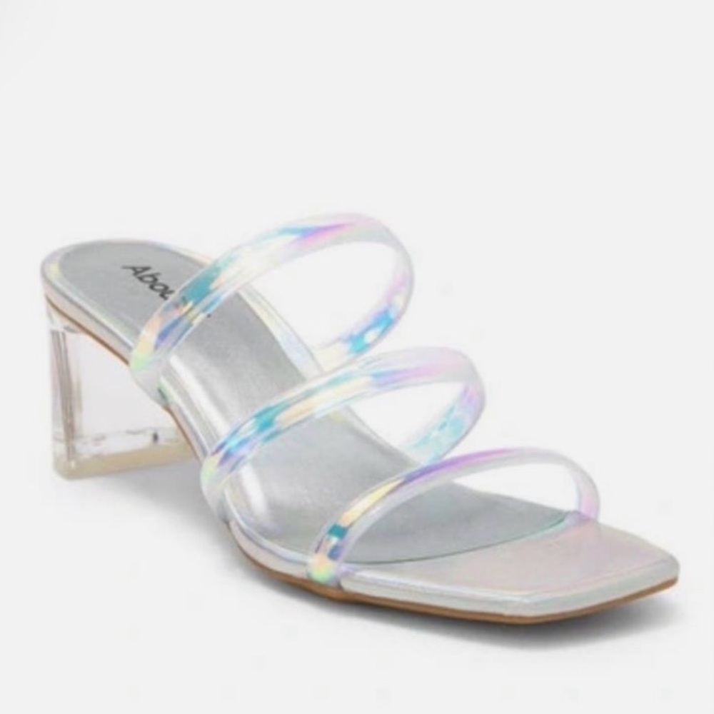 Abound Women's Iridescent Slide Sandal with Clear Chunky Heel